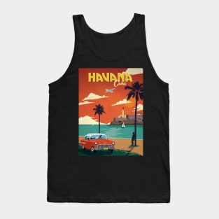 Vintage Travel Poster - Havana Cuba Tank Top